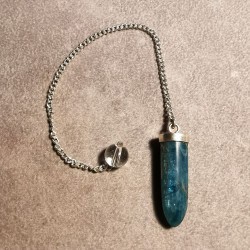 Apatite bleue - Pendule monté en argent - 5e et  6e chakras